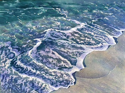 Cynthia Reid titled Pensacola Foam, watercolor on paper, 2015